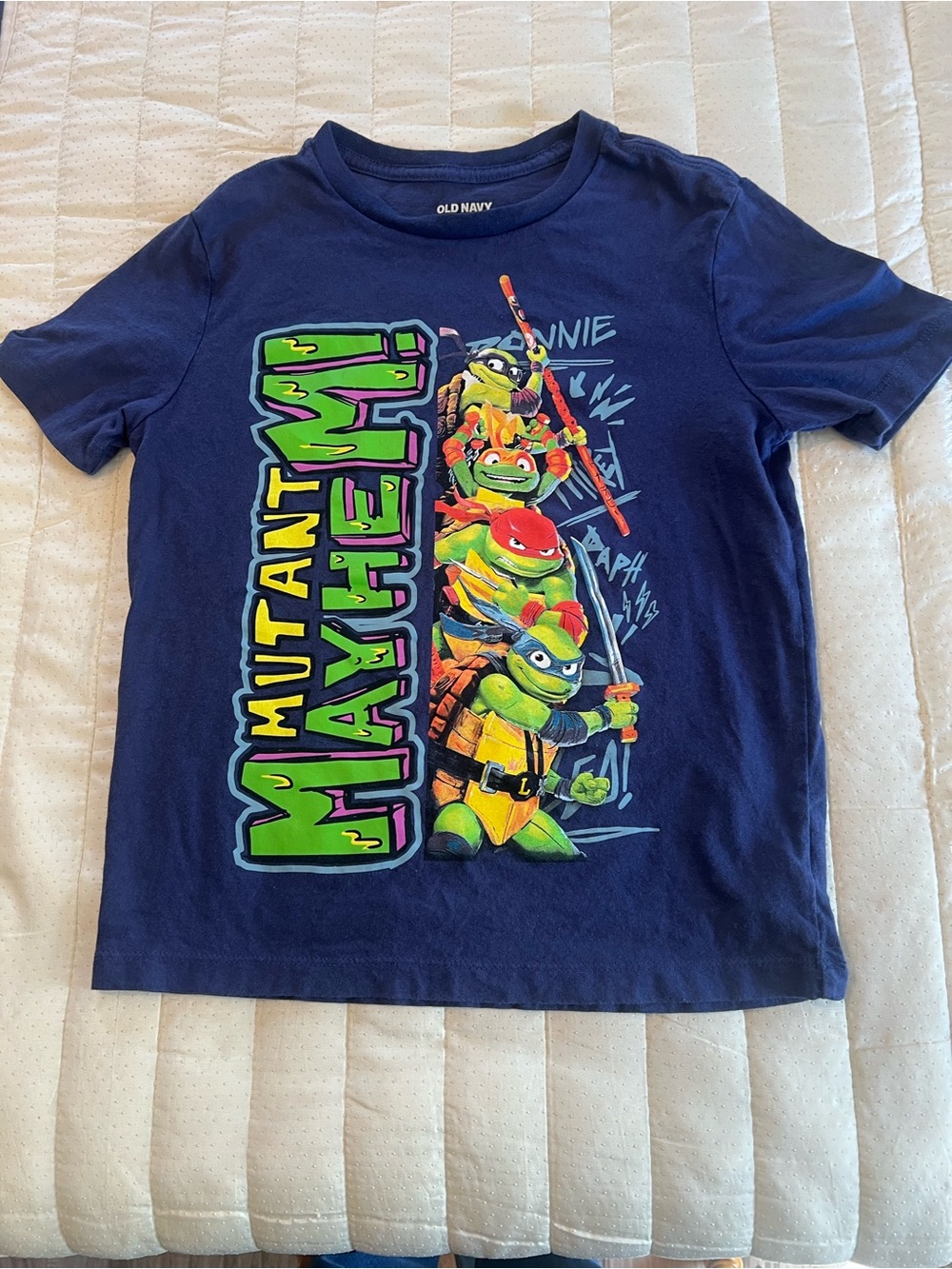 Old Navy Navy Blue Teenage Mutant Ninja Turtles Vertical Graphic Tee